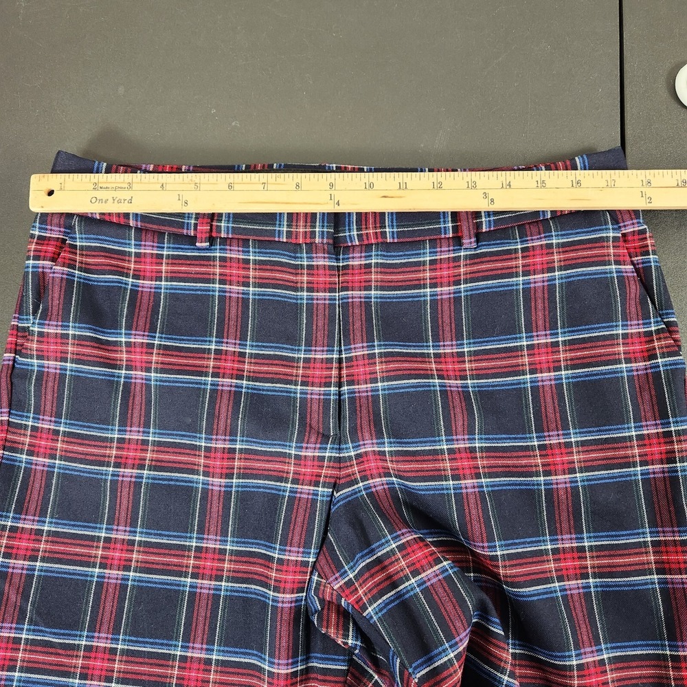 Talbots Hampshire Ankle Pants Black Red Blue Check Plaid Wool Blend 12 Petite - Picture 9 of 9